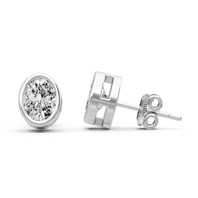 0.60-5.00 CT Oval Cut Lab Grown Diamonds - Stud Earrings