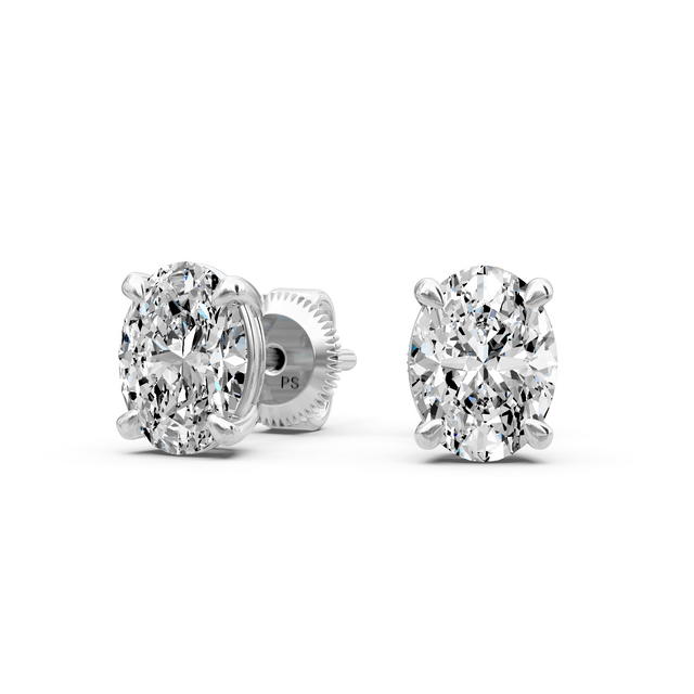 0.60-5.00 CT Oval Cut Lab Grown Diamonds - Stud Earrings