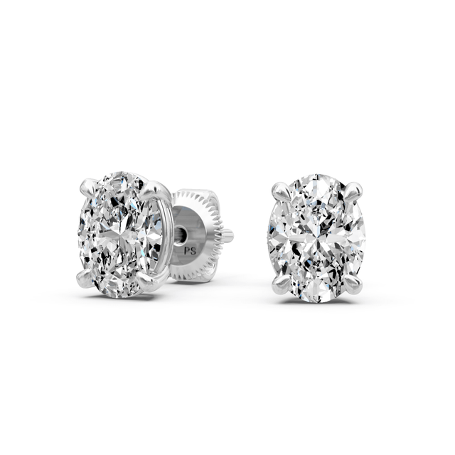 0.25-2.00 CT Oval Cut Natural Diamonds - Stud Earrings
