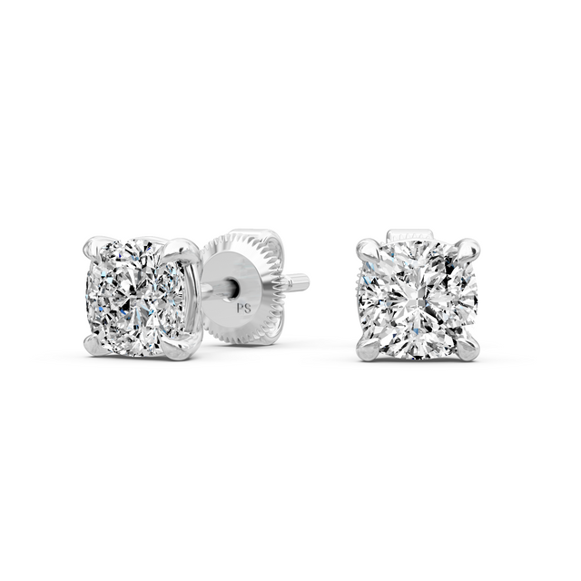 0.60-5.00 CT Cushion Cut Lab Grown Diamonds - Stud Earrings