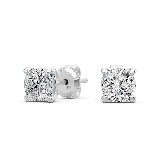 0.25-2.00 CT Cushion Cut Natural Diamonds - Stud Earrings