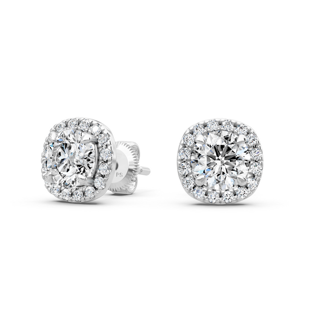 0.70-5.10 CT Cushion & Round Cut Lab Grown Diamonds - Stud Earrings