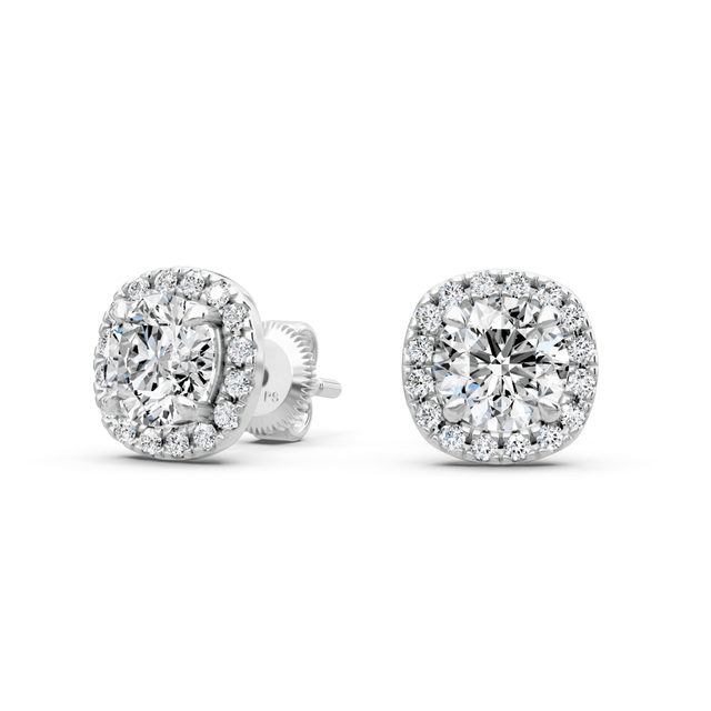 0.35-2.10 CT Cushion & Round Cut Natural Diamonds - Stud Earrings