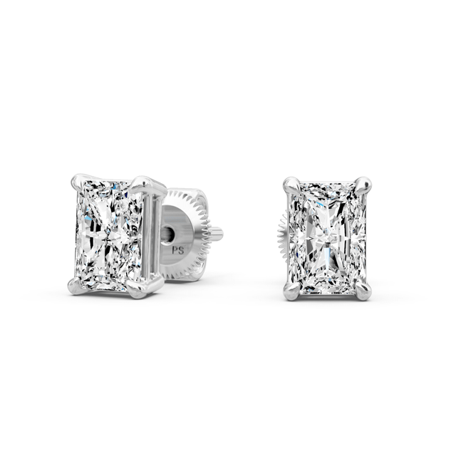 0.25-2.00 CT Radiant Cut Natural Diamonds - Stud Earrings