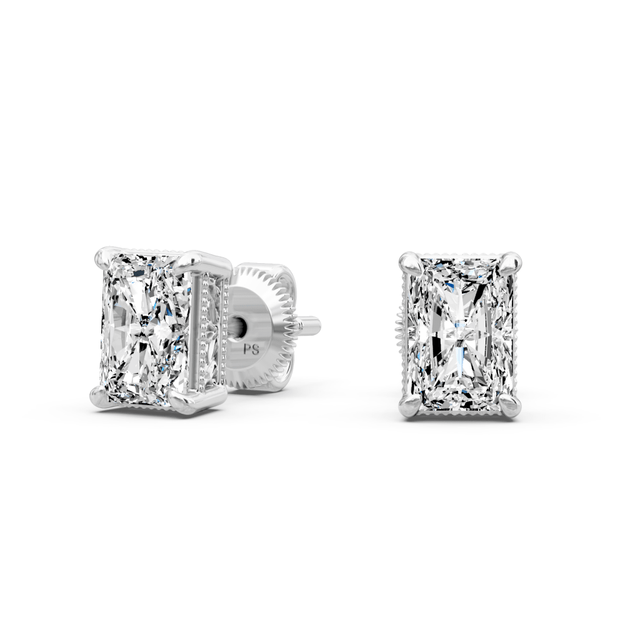 0.25-2.00 CT Radiant Cut Natural Diamonds - Stud Earrings