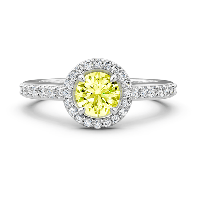 1.40-4.40 CT Round Cut Fancy Yellow Diamonds - Engagement Ring