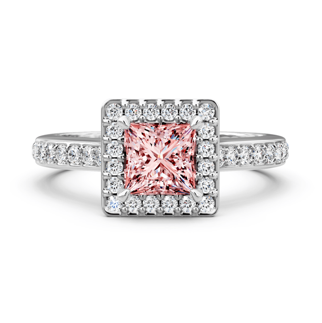 1.40-4.40 CT Princess & Round Cut Fancy Pink Diamonds - Engagement Ring
