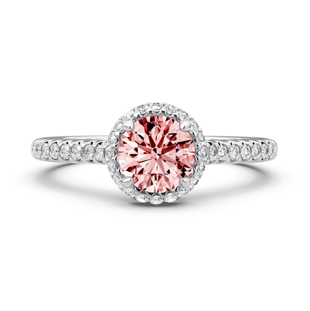 1.30-4.30 CT Round Cut Fancy Pink Diamonds - Engagement Ring