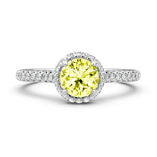 1.30-4.30 CT Round Cut Fancy Yellow Diamonds - Engagement Ring