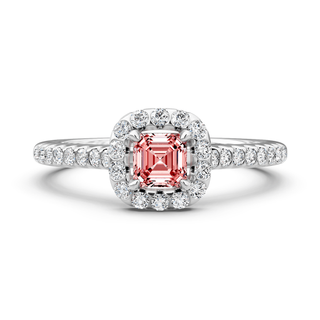 1.35-4.35 CT Ascher & Round Cut Fancy Pink Diamonds - Engagement Ring