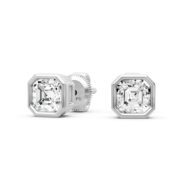 0.25-2.00 CT Ascher Cut Natural Diamonds - Stud Earrings