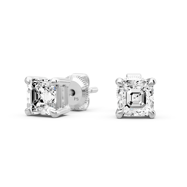 0.60-5.00 CT Ascher Cut Lab Grown Diamonds - Stud Earrings