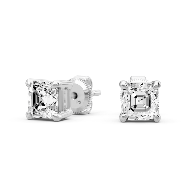 0.25-2.00 CT Ascher Cut Natural Diamonds - Stud Earrings