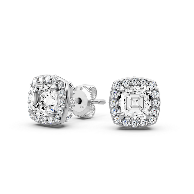 0.80-5.20 CT Ascher & Round Cut Lab Grown Diamonds - Stud Earrings