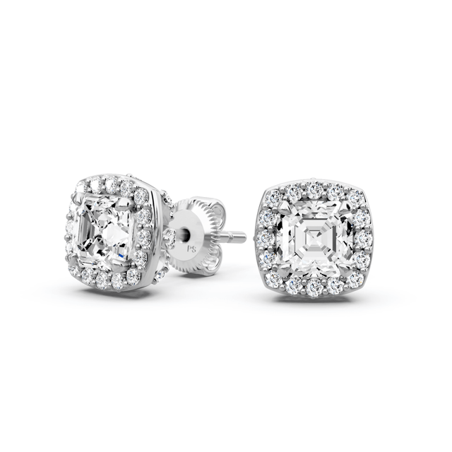 0.45-2.20 CT Ascher & Round Cut Natural Diamonds - Stud Earrings