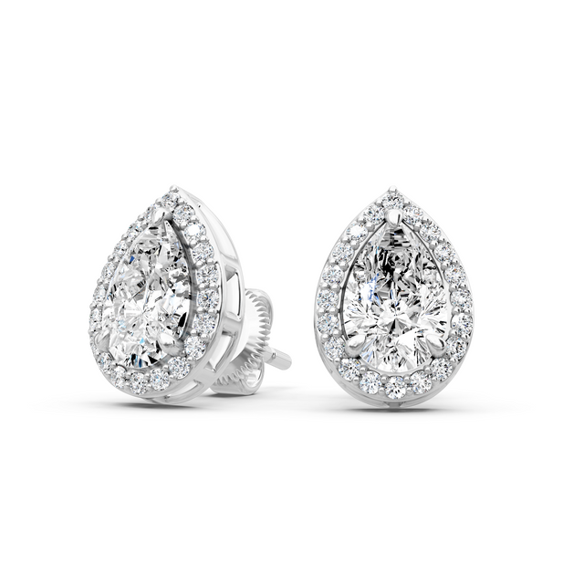 0.72-5.12 CT Pear & Round Cut Lab Grown Diamonds - Stud Earrings