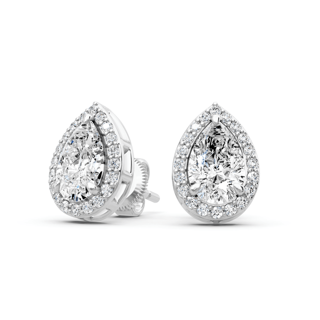 0.37-2.12 CT Pear & Round Cut Natural Diamonds - Stud Earrings
