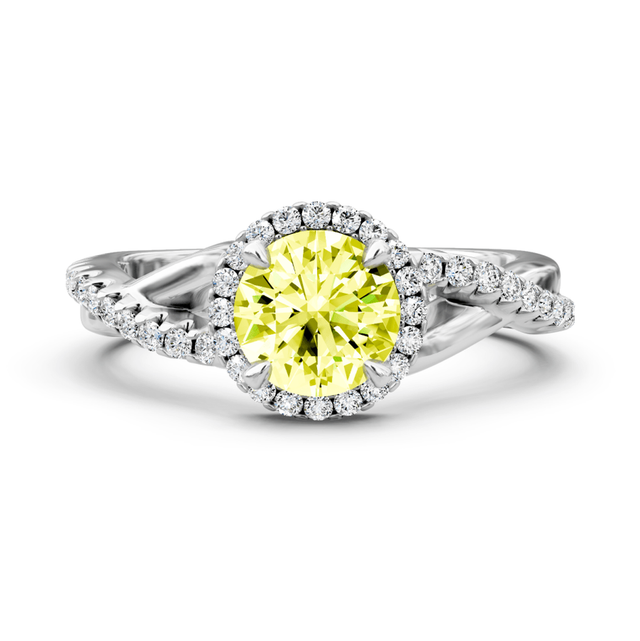 1.25-4.25 CT Round Cut Fancy Yellow Diamonds - Engagement Ring