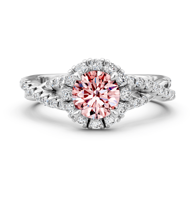 1.45-4.45 CT Round Cut Fancy Pink Diamonds - Engagement Ring