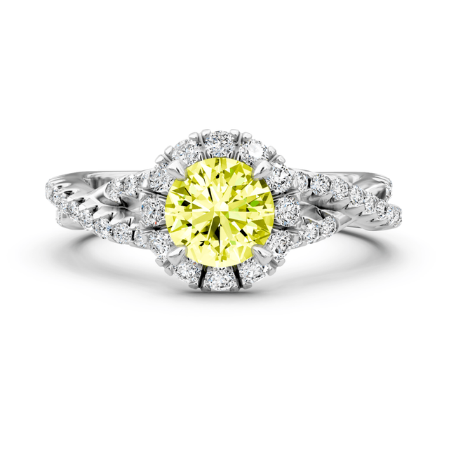 1.45-4.45 CT Round Cut Fancy Yellow Diamonds - Engagement Ring