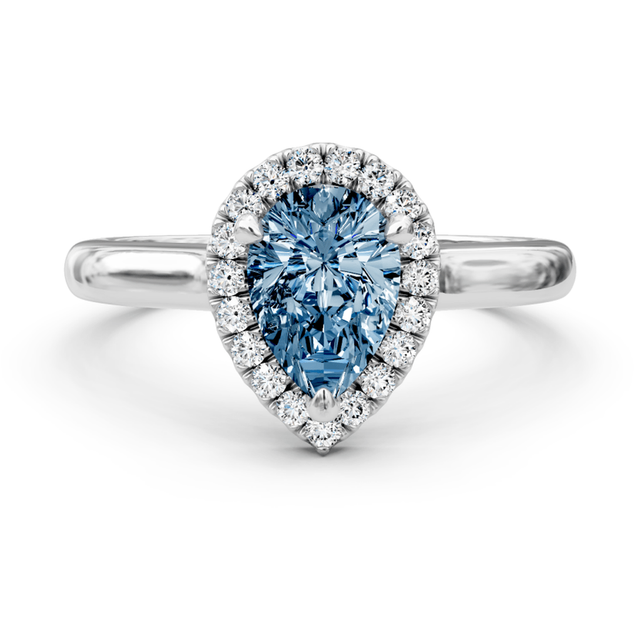 1.20-4.20 CT Pear & Round Cut Fancy Blue Diamonds - Engagement Ring