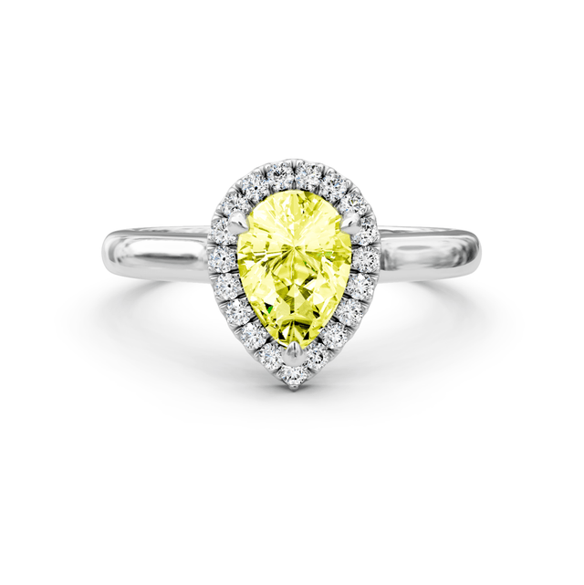 1.20-4.20 CT Pear & Round Cut Fancy Yellow Diamonds - Engagement Ring