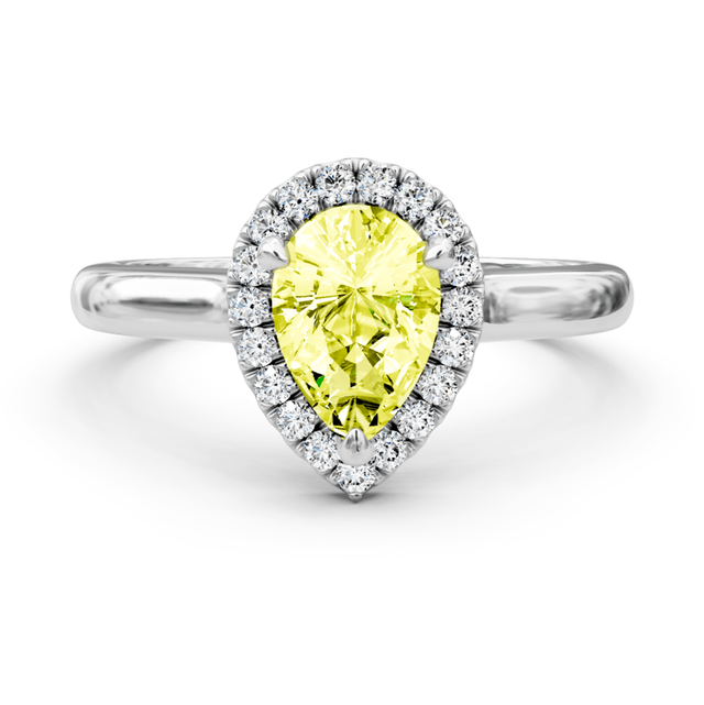 1.20-4.20 CT Pear & Round Cut Fancy Yellow Diamonds - Engagement Ring