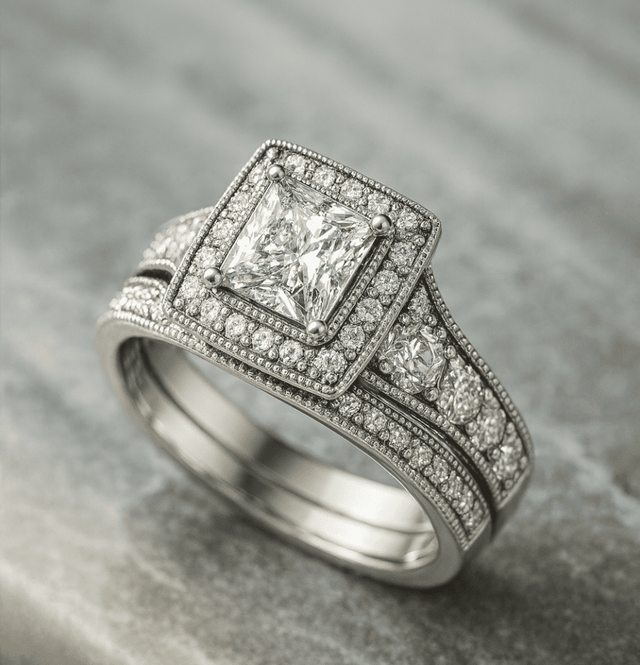 Nexa Princess Halo Duo Ring Set