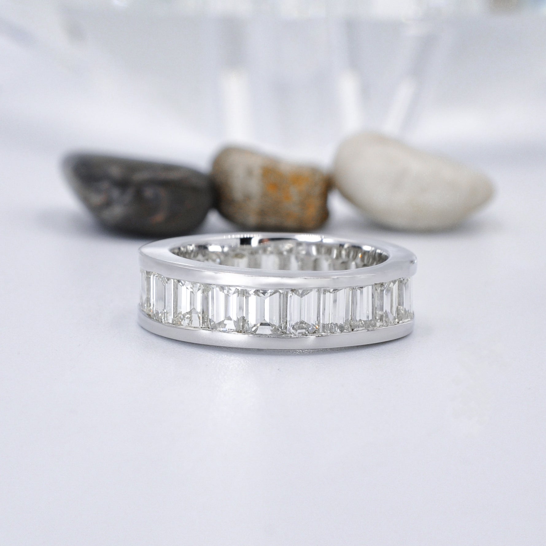 Brilliant 4.00 CT Emerald Cut Diamonds - Eternity Ring in Platinum