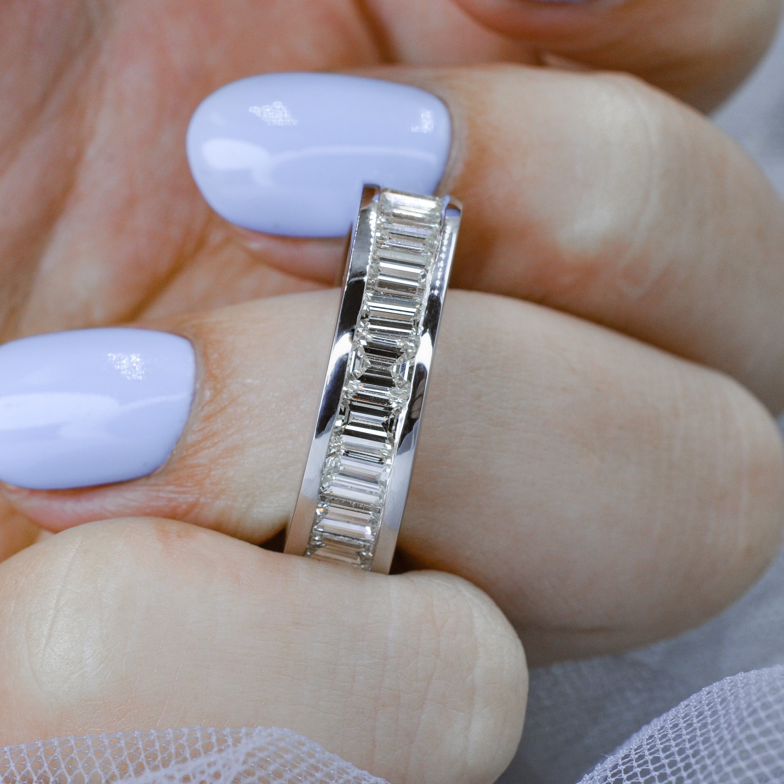 Brilliant 4.00 CT Emerald Cut Diamonds - Eternity Ring in Platinum