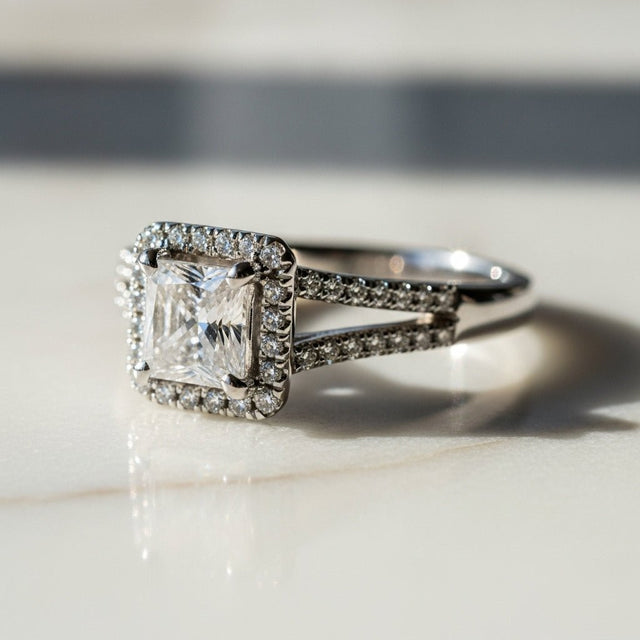 Lumera Princess Halo Split-Shank Ring
