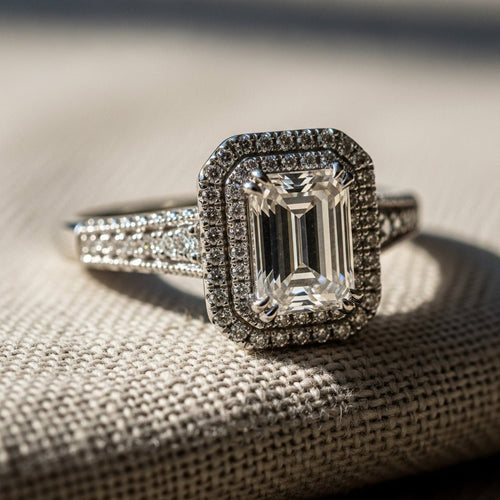 Imperia Emerald Double Halo Diamond Ring - Primestyle.com