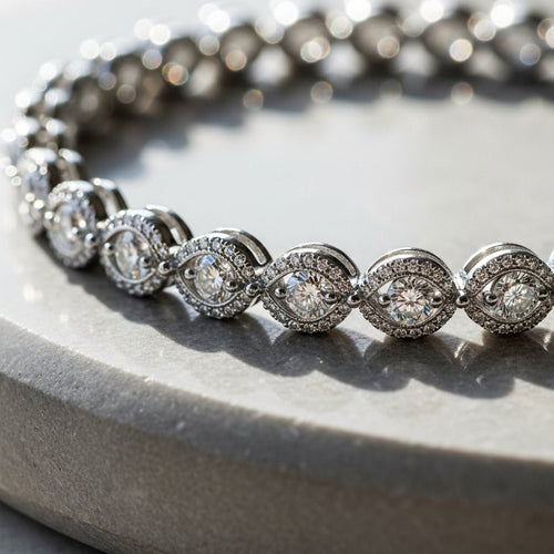 Celestielle Marquise Halo Diamond Bracelet - Primestyle.com