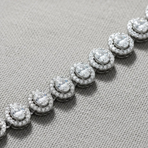 Timeless Oval Halo Diamond Bracelet - Primestyle.com