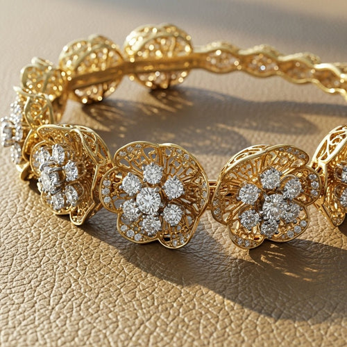Ornate Floral Diamond Bracelet - Primestyle.com
