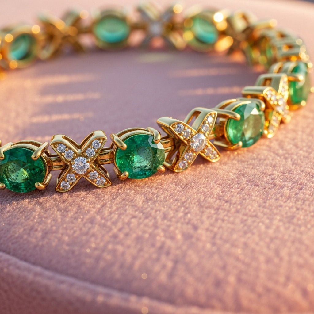 Solene Emerald &amp; Diamond Signature Bracelet - Primestyle.com