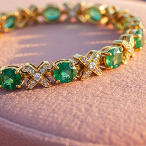 Solene Emerald & Diamond Signature Bracelet - Primestyle.com