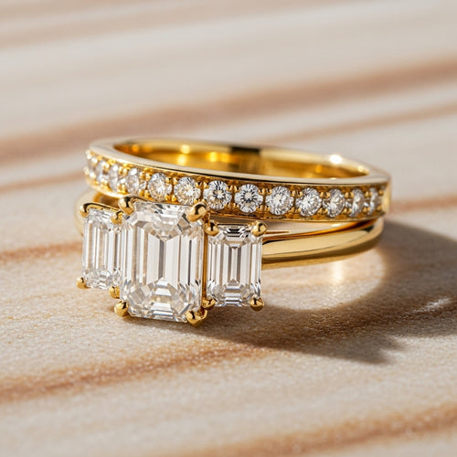 Axis Emerald-Cut Trio Bridal Set