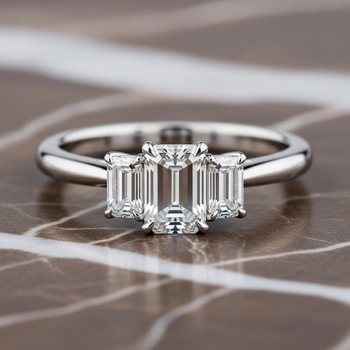 Amoria Emerald-Cut Trilogy Ring