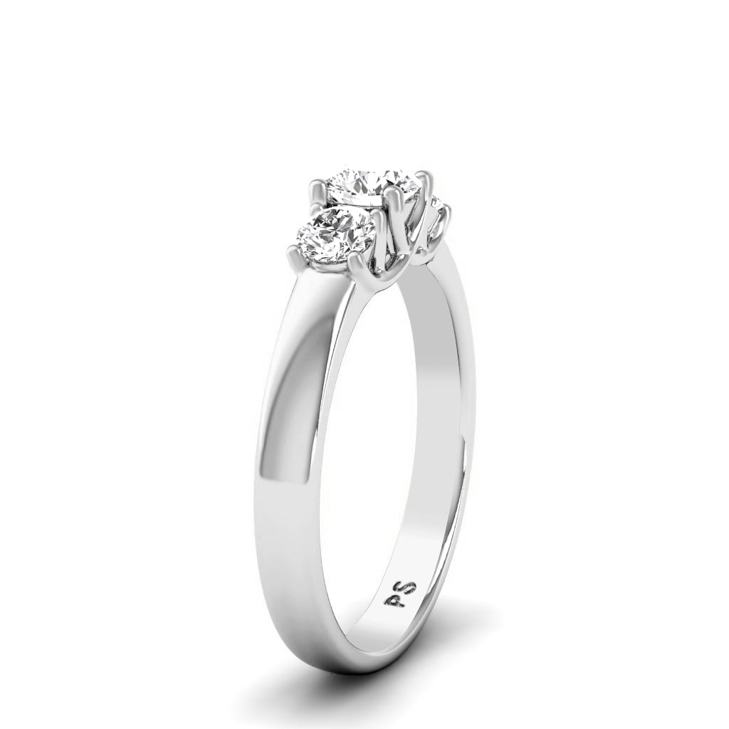 0.50-0.80 CT Round Cut Lab Grown Diamonds - Three Stone Ring