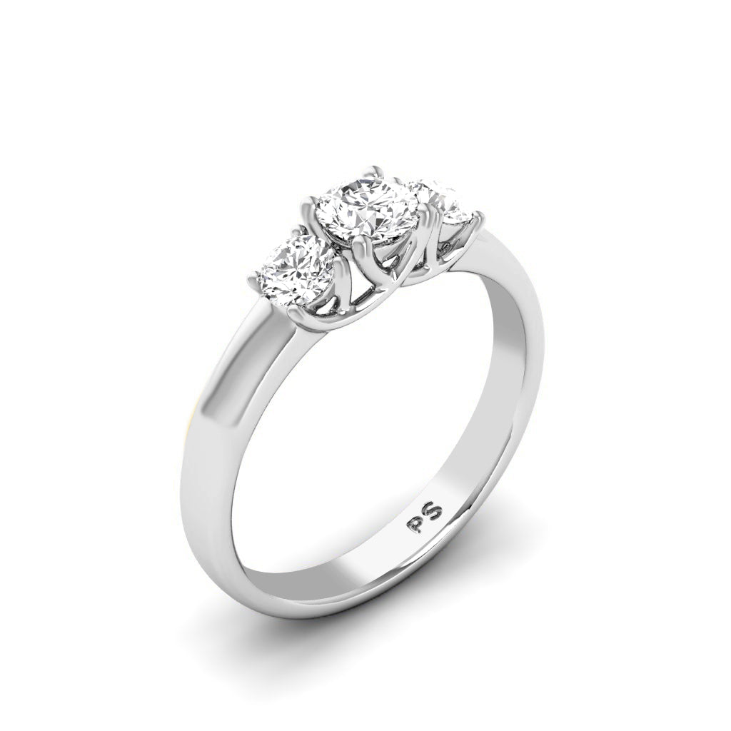 0.50-0.80 CT Round Cut Lab Grown Diamonds - Three Stone Ring