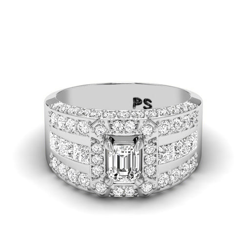 2.05-3.20 CT Round & Emerald Cut Diamonds - Engagement Ring