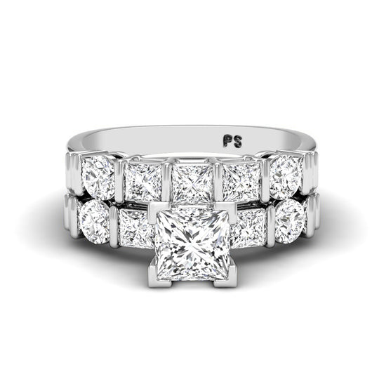 2.05-4.55 CT Round & Princess Cut Lab Grown Diamonds - Bridal Set