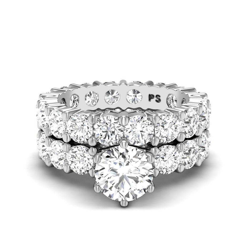 5.65-6.80 CT Round Cut Diamonds - Bridal Set