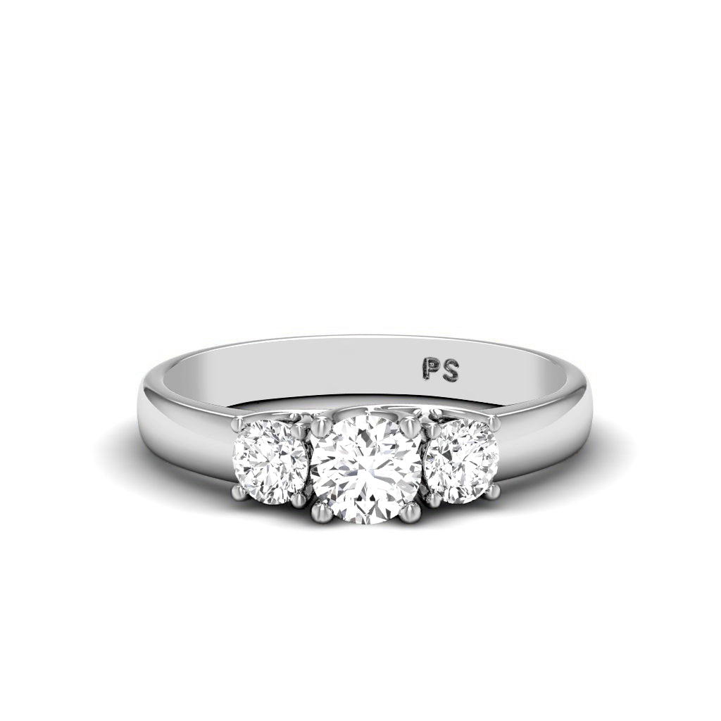 0.50-0.80 CT Round Cut Lab Grown Diamonds - Three Stone Ring