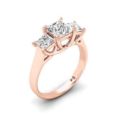 0.50-0.75 CT Princess Cut Diamonds - Three Stone Ring