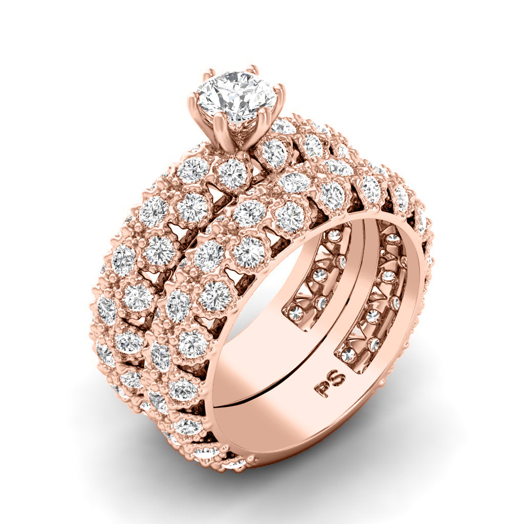 3.35-4.50 CT Round Cut Diamonds - Bridal Set