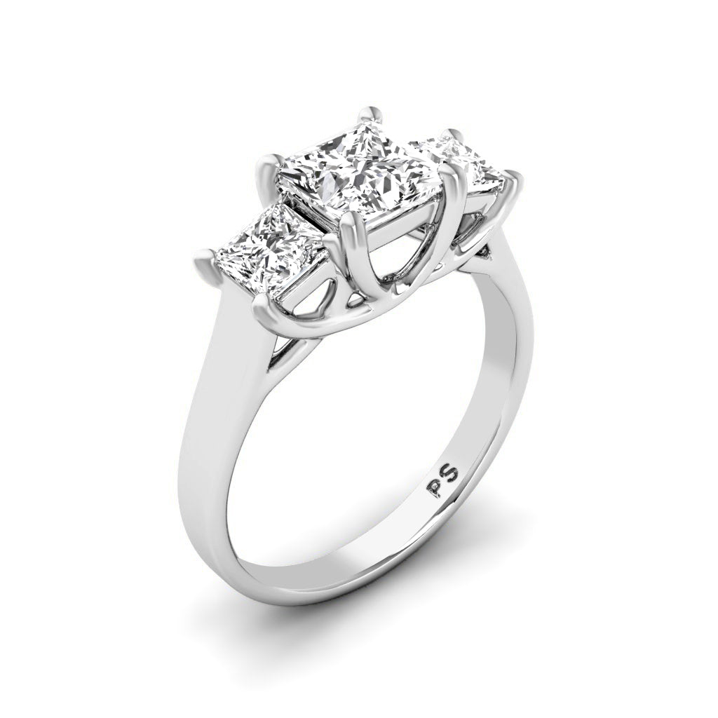 0.50-0.75 CT Princess Cut Diamonds - Three Stone Ring
