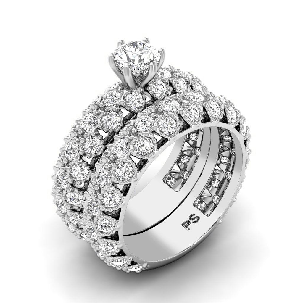 3.35-4.50 CT Round Cut Diamonds - Bridal Set