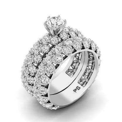 3.35-4.50 CT Round Cut Diamonds - Bridal Set